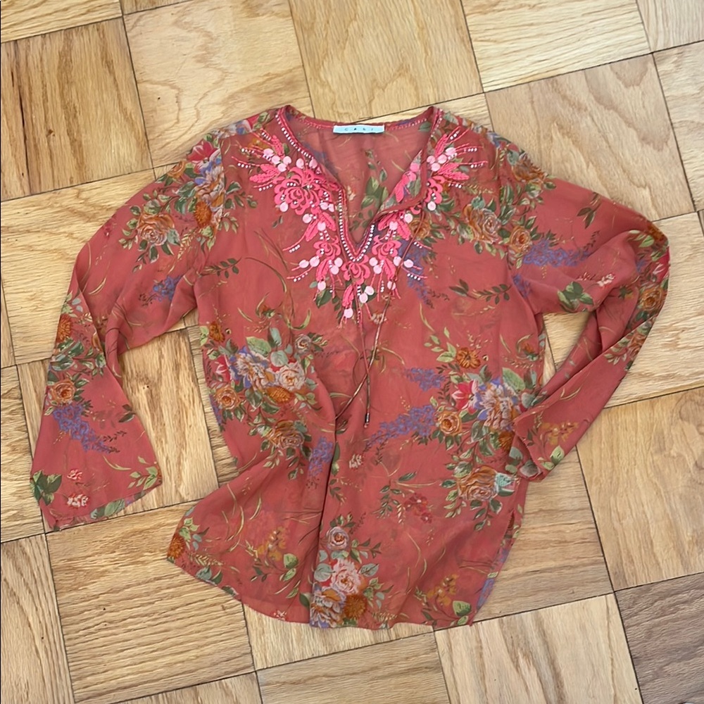 Floral Embroidered Women's Tunic top by cabi